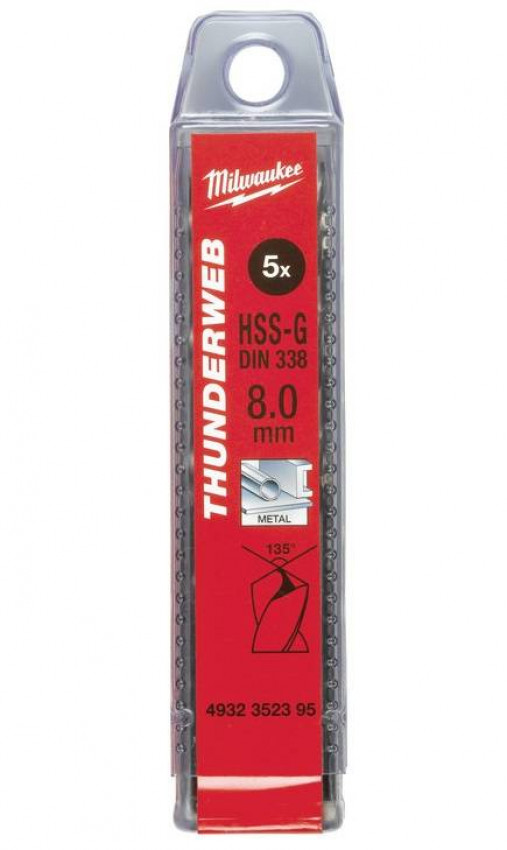 Свердло по металу THUNDERWEB HSS-G MILWAUKEE DIN338, Ø4,2x75мм, (10шт)-4932352385