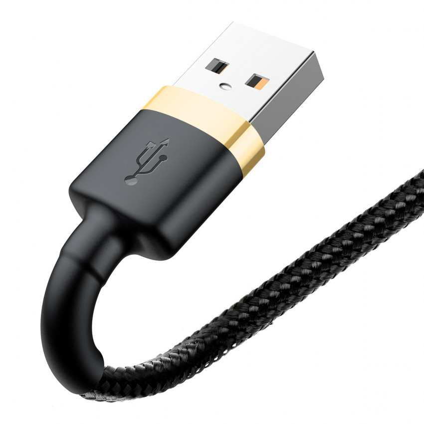 Кабель Baseus Cafule USB 2.0 to Lightning 2.4A 1M Чорний/Золотий (CALKLF-BV1)-