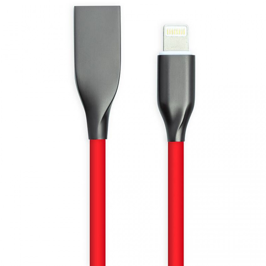 Кабель PowerPlant USB - Lightning, 2м, силікон, червоний-CA911417