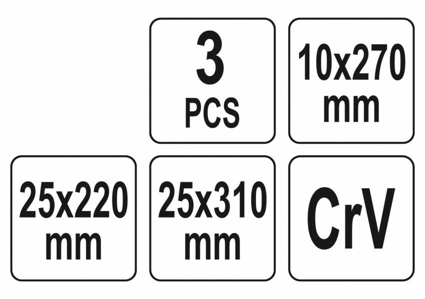 Набір сталевих скребків YATO: 25 x 220 мм, 10 x 270 мм, 25 x 310 мм, Cr-V, 3 шт.-YT-08474