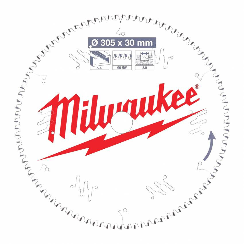 Диск пиляльний Alu PFTE MILWAUKEE, Ø305х30х3,0мм, 96 зуб. 2-4932471323