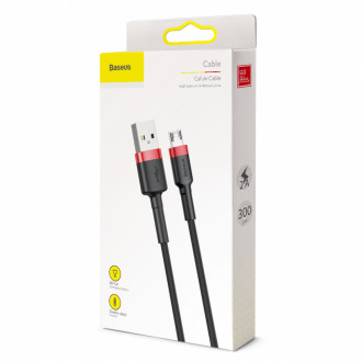 Кабель Baseus Cafule microUSB 2A 3M Чорний/Червоний (CAMKLF-H91)