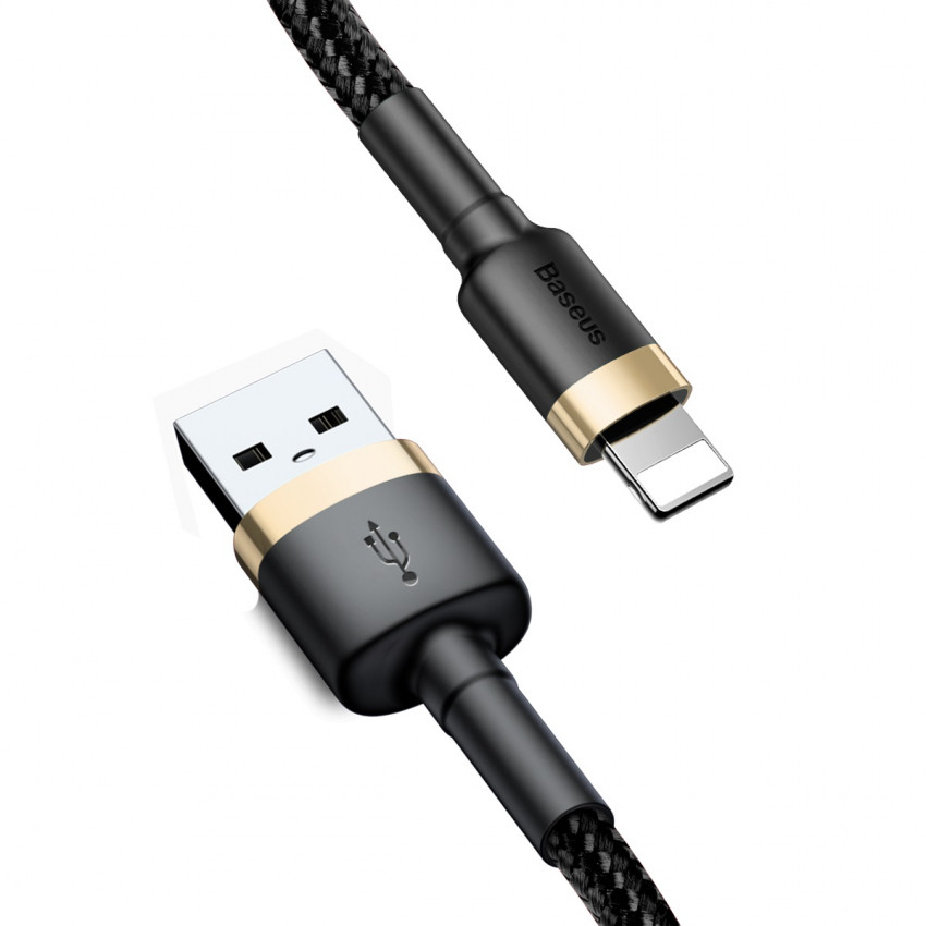 Кабель Baseus Cafule USB 2.0 to Lightning 2.4A 1M Чорний/Золотий (CALKLF-BV1)-