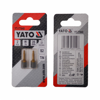 Насадка викруткова YATO TORX T8 х 25 мм. HEX 1/4&quot;, покрита титаном, 2 шт.-[articul]