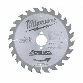 Диск пильний MILWAUKEE, Ø190/30/1,6мм, 24 зуб.-[articul]