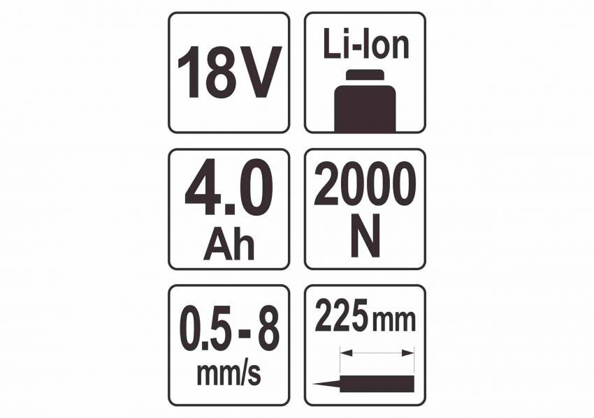 Пістолет для клеїв і герметиків акумуляторний YATO Li-Ion 18 В 4 Агод для тюбів 225 мм 0.5-8 мм/с-YT-82888