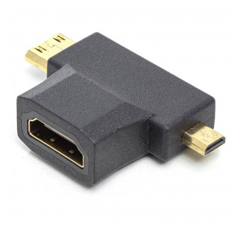 Перехідник PowerPlant HDMI (F) – mini HDMI (M)/micro HDMI (M)-[articul]