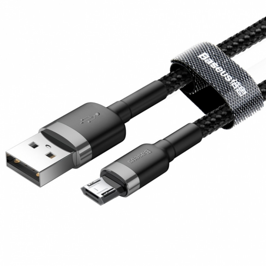 Кабель Baseus Cafule USB 2.0 to microUSB 2A 3M Чорний/Сірий (CAMKLF-HG1)-