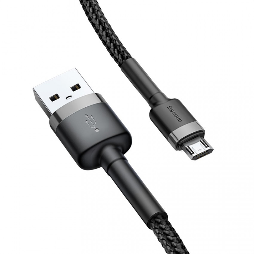 Кабель Baseus Cafule USB 2.0 to microUSB 2.4A 1M Чорний/Сірий (CAMKLF-BG1)-