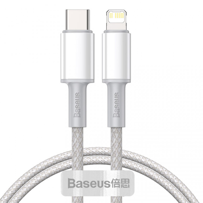 Кабель Baseus High Density Braided Type-C to Lightning PD 20W 1M Білий (CATLGD-02)-