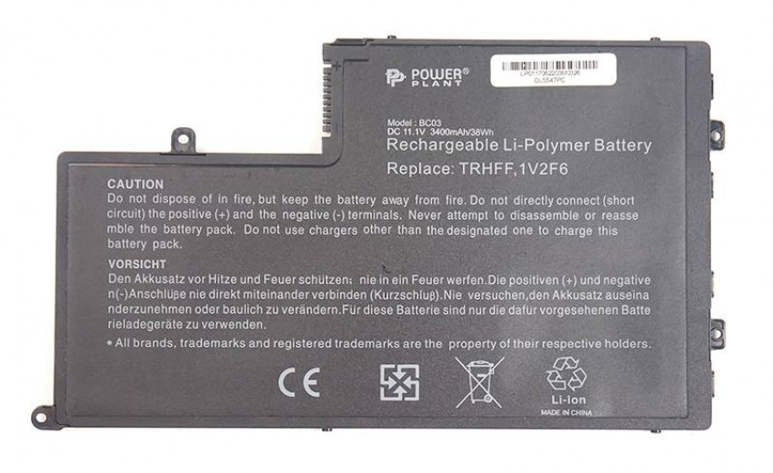 Акумулятори PowerPlant для ноутбуків DELL Inspiron 15-5547 Series (TRHFF, DL5547PC) 11.1V 3400mAh-NB440580