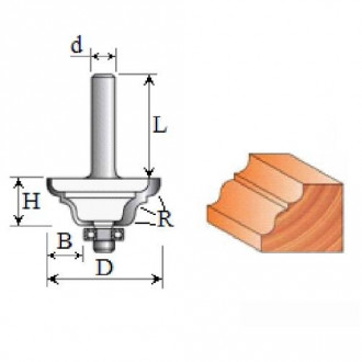 Фреза Кромкова фігурна №2013 (R4, D38, h16) 18-055-040-[articul]