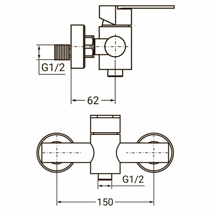 Змішувач HT Ø35 для душа SS AQUATICA HT-1D171P (9719301)-9719301