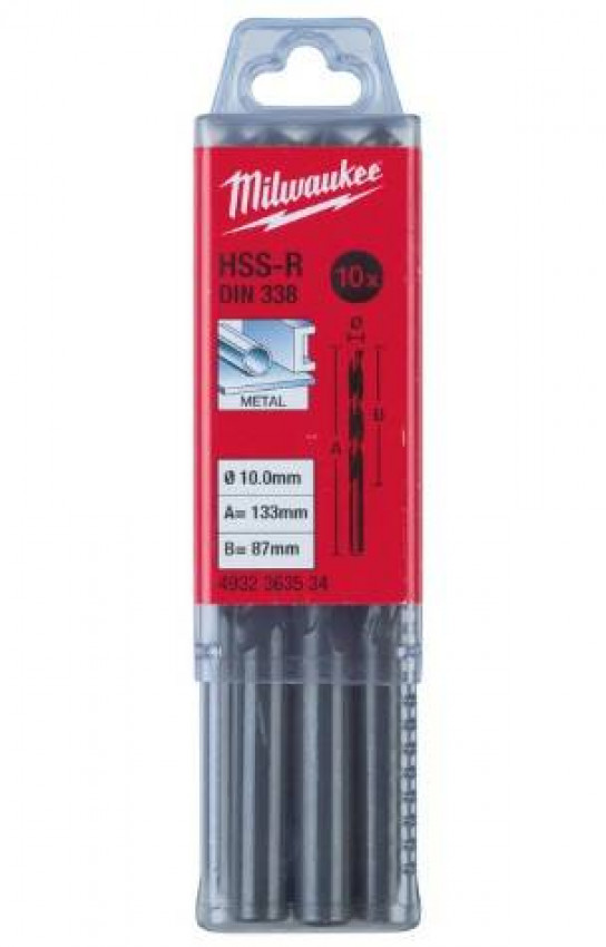 Свердло по металу HSS-R MILWAUKEE DIN338, Ø3,5мм, (10шт)-4932363469