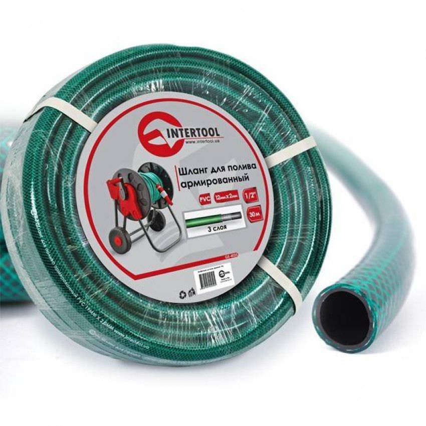 Шланг для поливу 3-х шаровий 1/2", 30 м, армований PVC INTERTOOL GE-4025-GE-4025