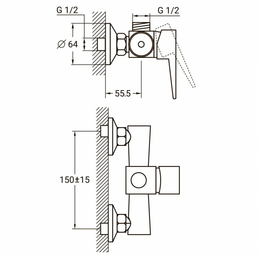 Змішувач HK Ø35 для душу AQUATICA (HK-1D130C)-HK-1D130C