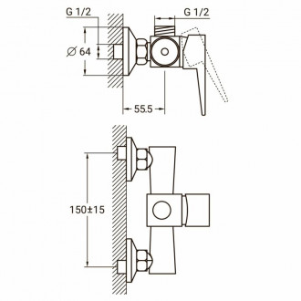 Змішувач HK Ø35 для душа AQUATICA HK-1D130C (9732300)