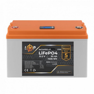 Акумулятор LP LiFePO4 LCD 51,2V - 30 Ah (1536Wh) (BMS 80A/40А) пластик-[articul]