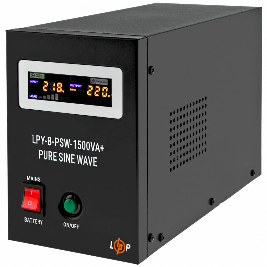 ДБЖ з правильною синусоїдою 24V LPY-B-PSW-1500VA+(1050Вт) 10A/15A-LP4130