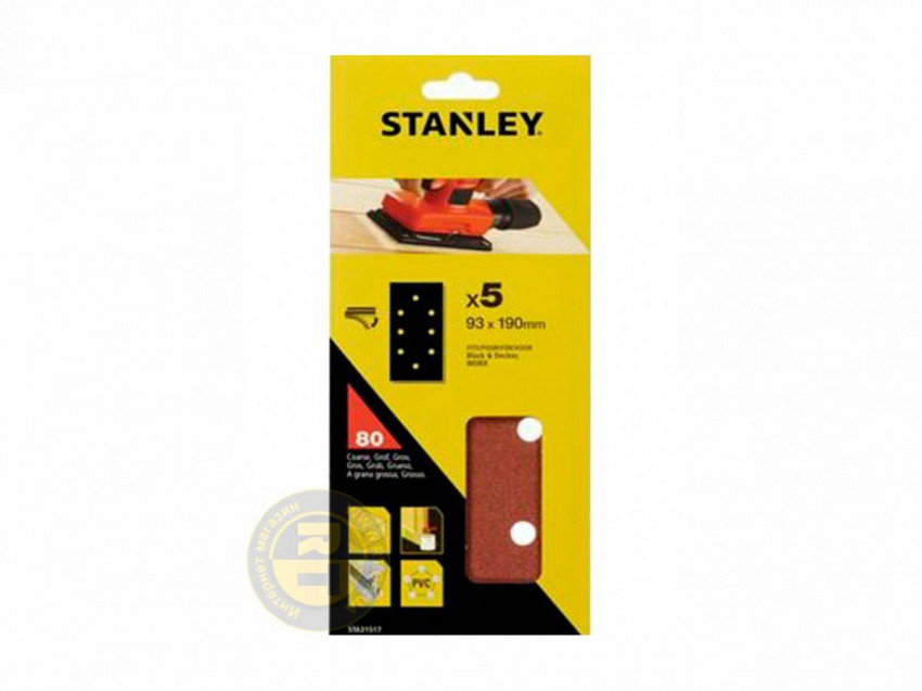 Папір шліфувальний STANLEY, 93мм x 190мм, щільність 80 гр/мм2-STA31517-XJ