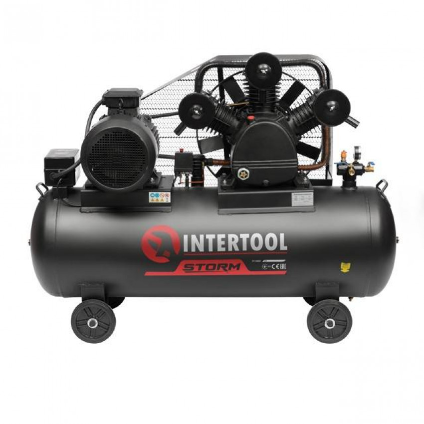 Компресор 300 л, 11 кВт, 380 В, 10 aтм, 1600 л/хв., 3 циліндри INTERTOOL PT-0050-PT-0050