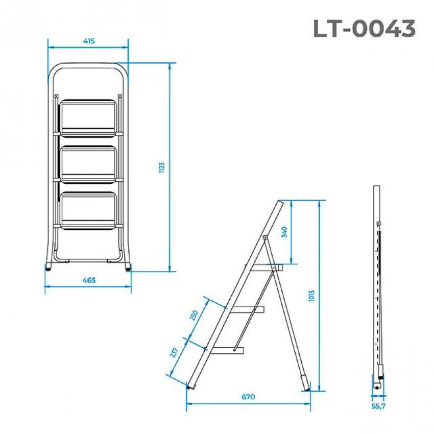 Драбина 3 ступені 300x200 мм INTERTOOL LT-0043-LT-0043