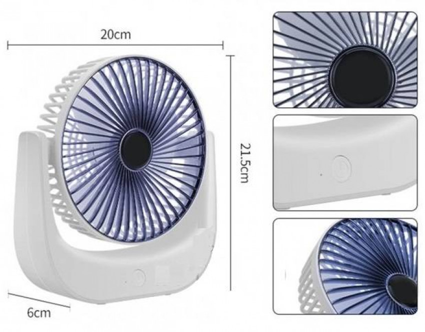 Настільний вентилятор F138 побутовий кондиціонер з 3 режимами швидкості USB безшумний, Білий/Синій-f9524