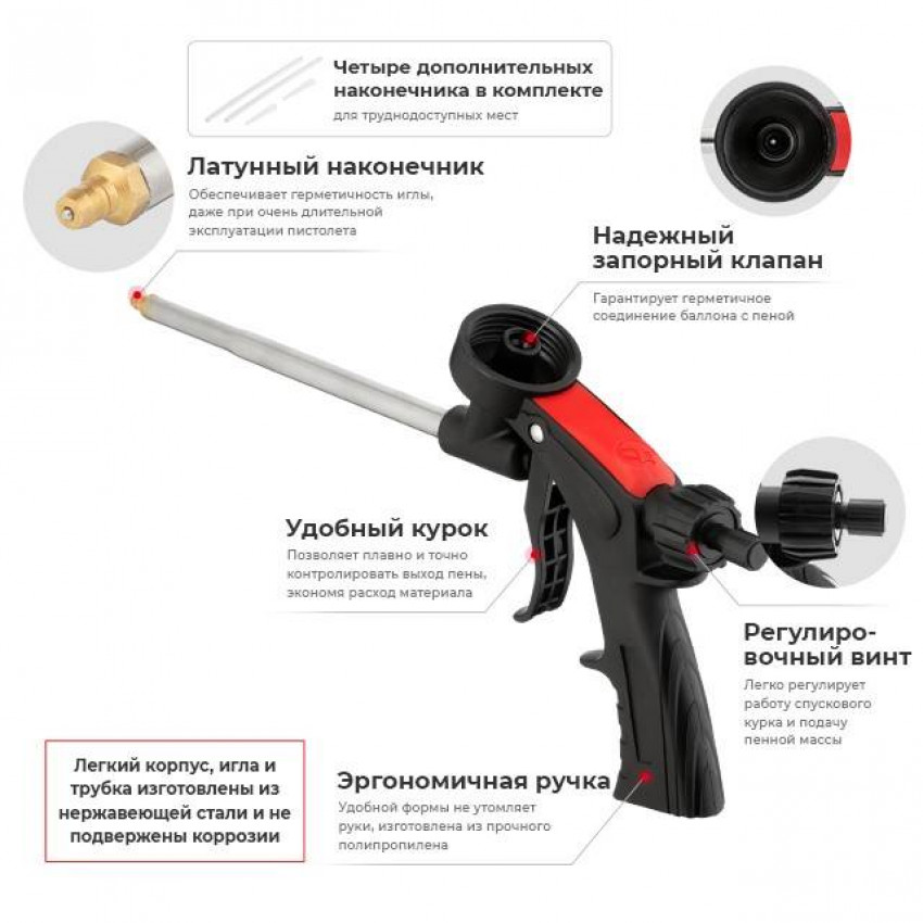 Пістолет для піни + 4 насадки INTERTOOL PT-0608-PT-0608