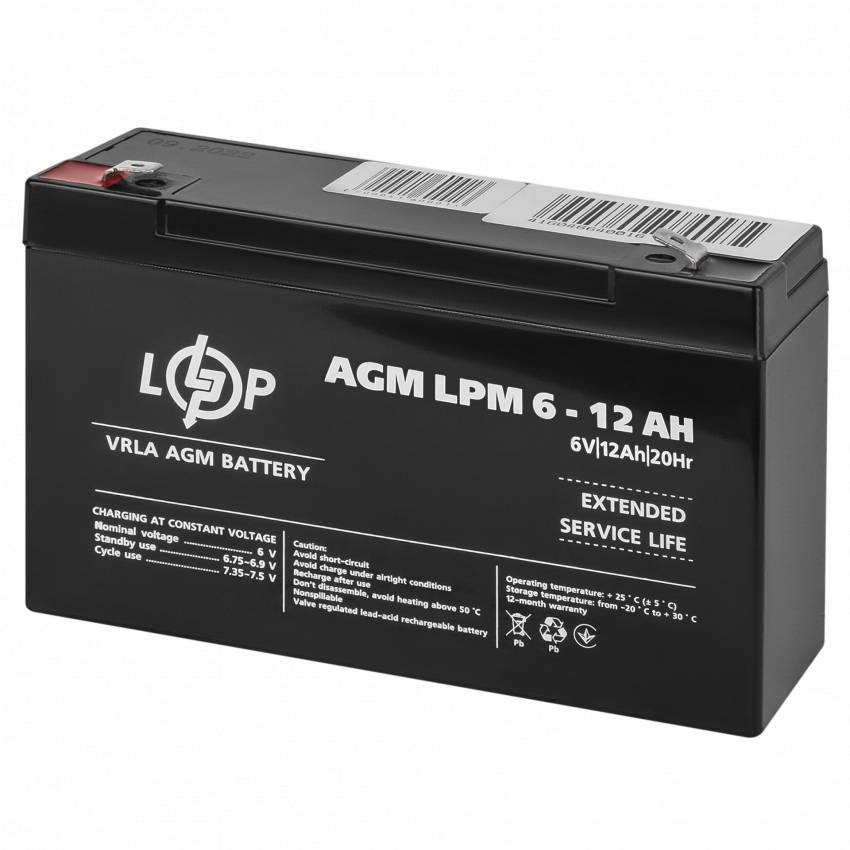 Акумулятор AGM LPM 6V - 12 Ah-