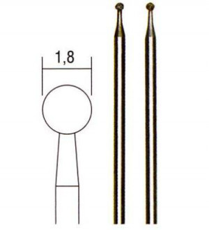 Алмазні бори, 2 шт., сфера, діам. 1,8 мм