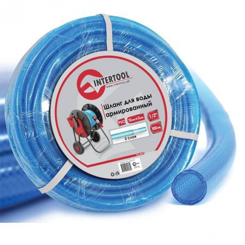 Шланг 3-х шаровий 1/2", 100 м, армований PVC INTERTOOL GE-4057-GE-4057