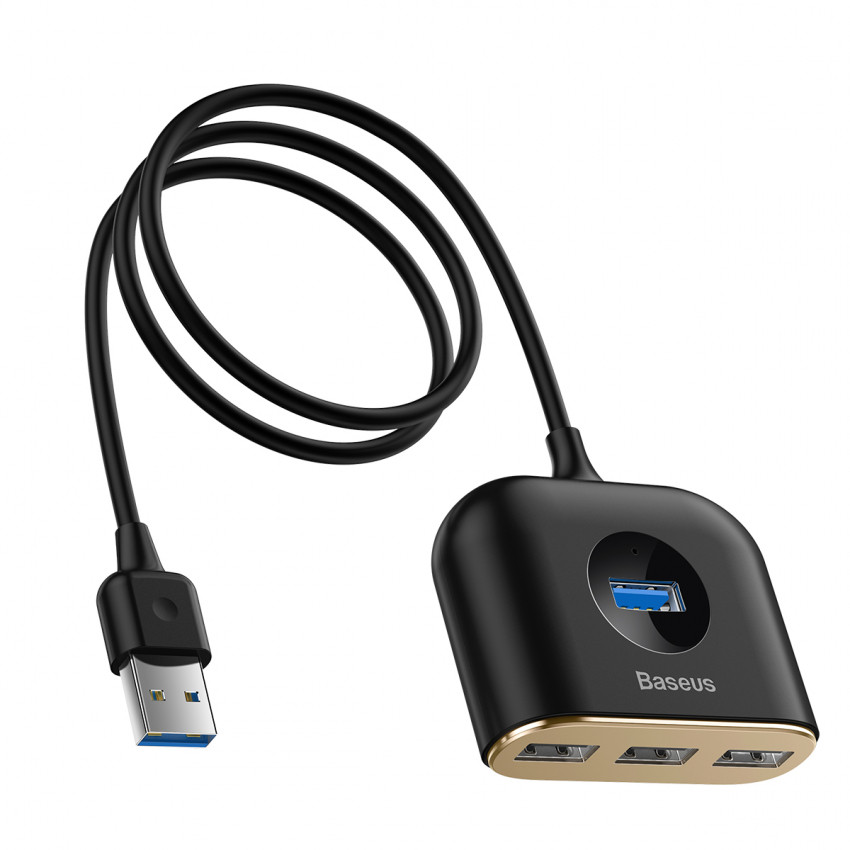 USB Hub Baseus Square Round 4 in 1 USB3.0 to USB3.0*1 + USB2.0*3 Чорний (CAHUB-AY01)-LP16586