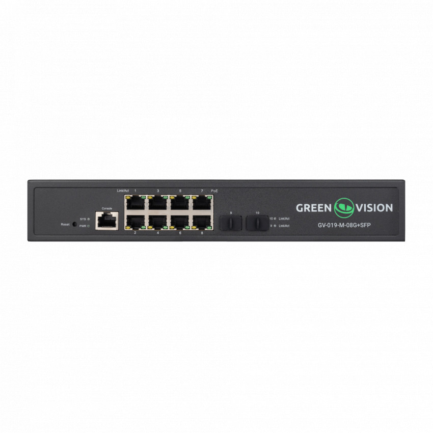 Комутатор мережевий POE GV-019-M-08G+SFP-