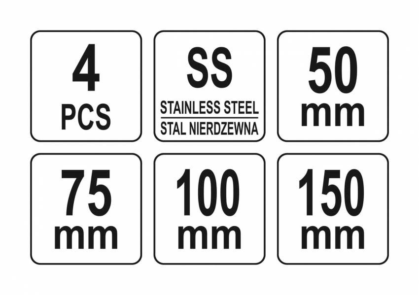 Шпателі "японські" з нержавіючої сталі YATO 50/75/100/150 мм 4 шт-YT-52790