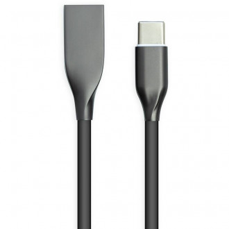 Кабель PowerPlant USB-Type-C, 1м, силікон, чорний-[articul]