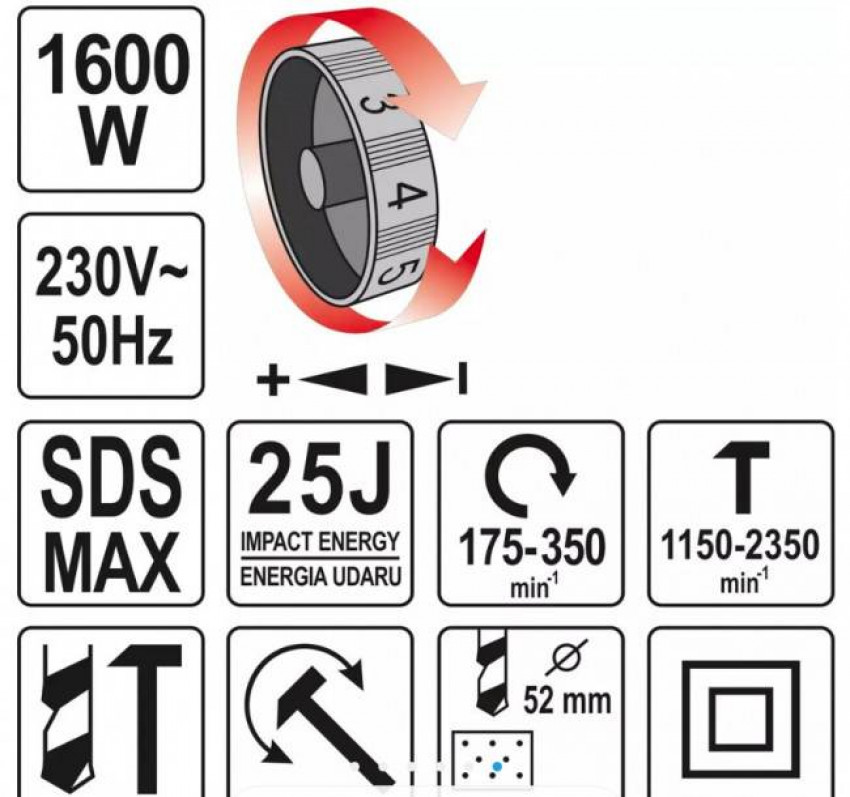 Перфоратор бочковий SDS-max YATO YT-82135-YT-82135