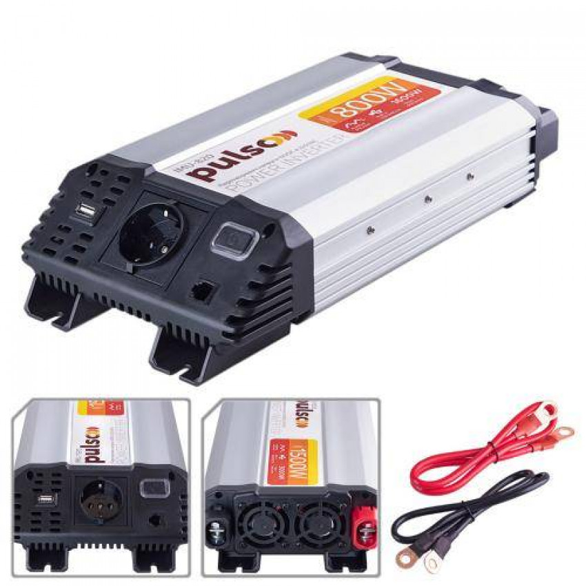 Перетворювач напруги PULSO/IMU-1520/12V-220V/1500W/USB-5VDC2.0A/мод.хвиля/клеми-IMU-1520