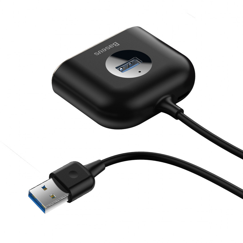 USB Hub Baseus Square Round 4 in 1 USB3.0 to USB3.0*1 + USB2.0*3 Чорний (CAHUB-AY01)-LP16586