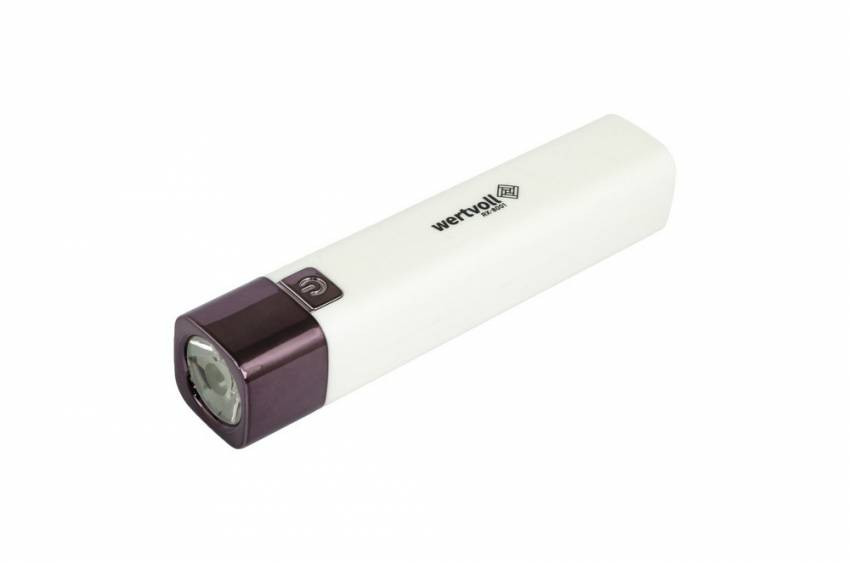 Ліхтар WERTVOLL 3 режими LED Li-ion 1200 mAh/t 7000 K/80 lum powerbank ABS 122х25 мм WHITE RX-8001-RX-8001