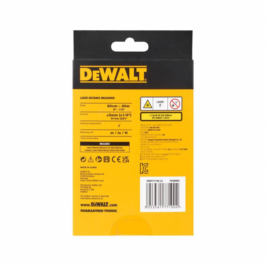 Далекомір лазерний DeWALT DWHT77100-DWHT77100