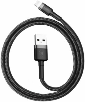 Кабель Baseus Cafule USB 2.0 to Lightning 1.5A 2M Чорний/Сірий (CALKLF-CG1)