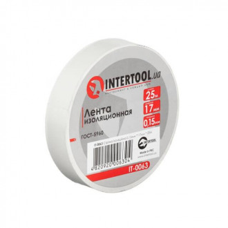 Стрічка ізоляційна, 17 мм * 25 м * 0,15 мм, біла INTERTOOL IT-0063-[articul]