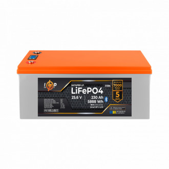 Акумулятор LP LiFePO4 25,6V - 230 Ah (5888Wh) (BMS 200A/200А) пластик LCD Smart BT-[articul]