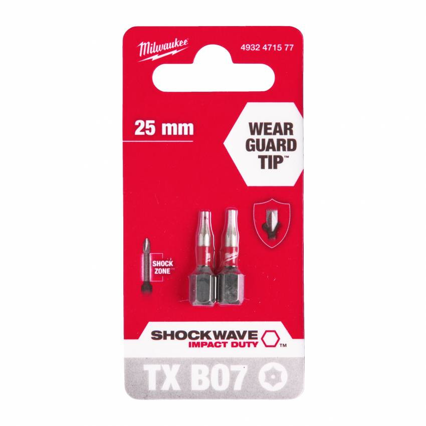 BIT SHOCKWAVE MILWAUKEE, TX BO7, 25 мм, (2 шт.)-4932471577