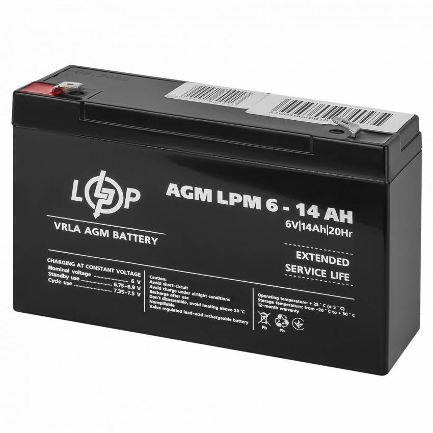 Акумулятор AGM LPM 6V - 14 Ah-