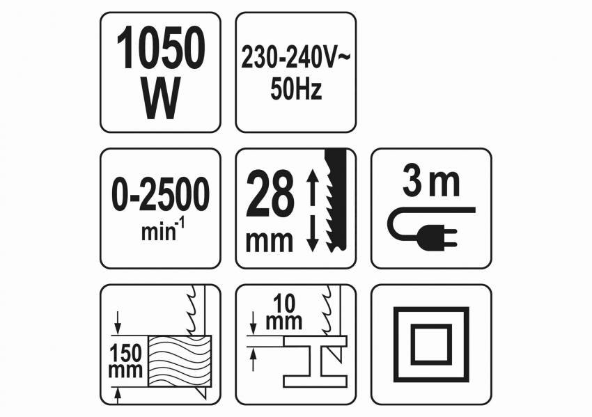 Пила шабельна YATO 1050 Вт 2500 об/хв 28 мм-YT-82281