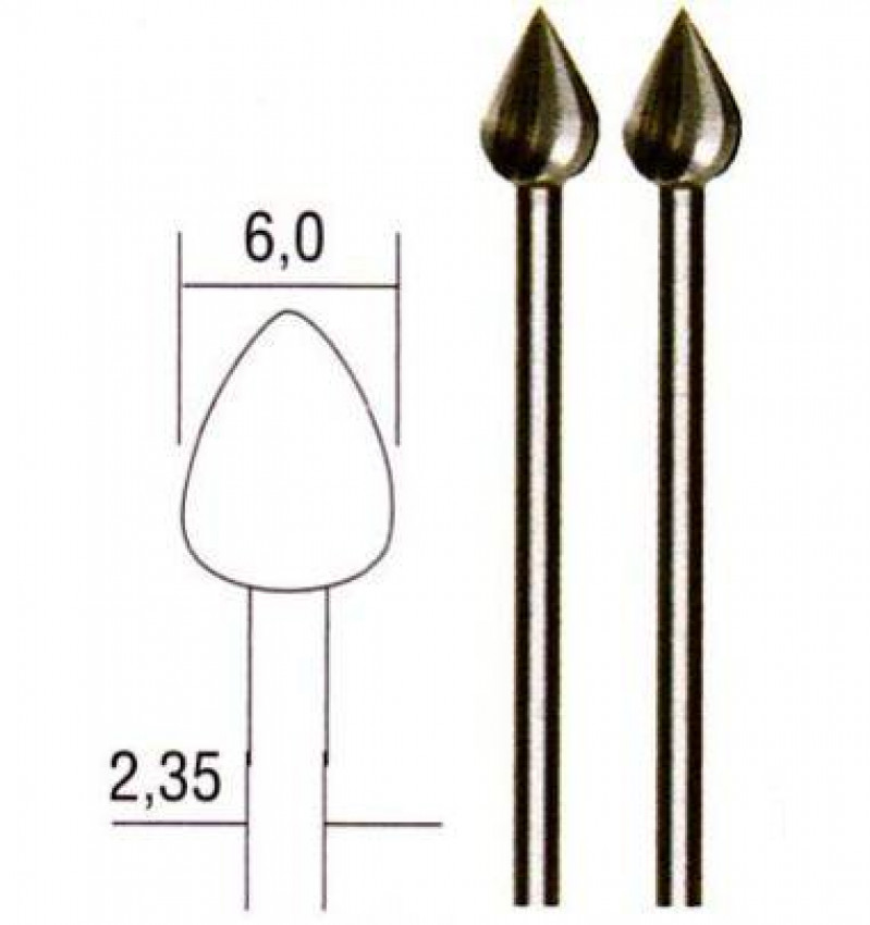 Фрези, вольфрам - ванадій, 2 шт., крапля, діаметр 6 мм-PRO-28724