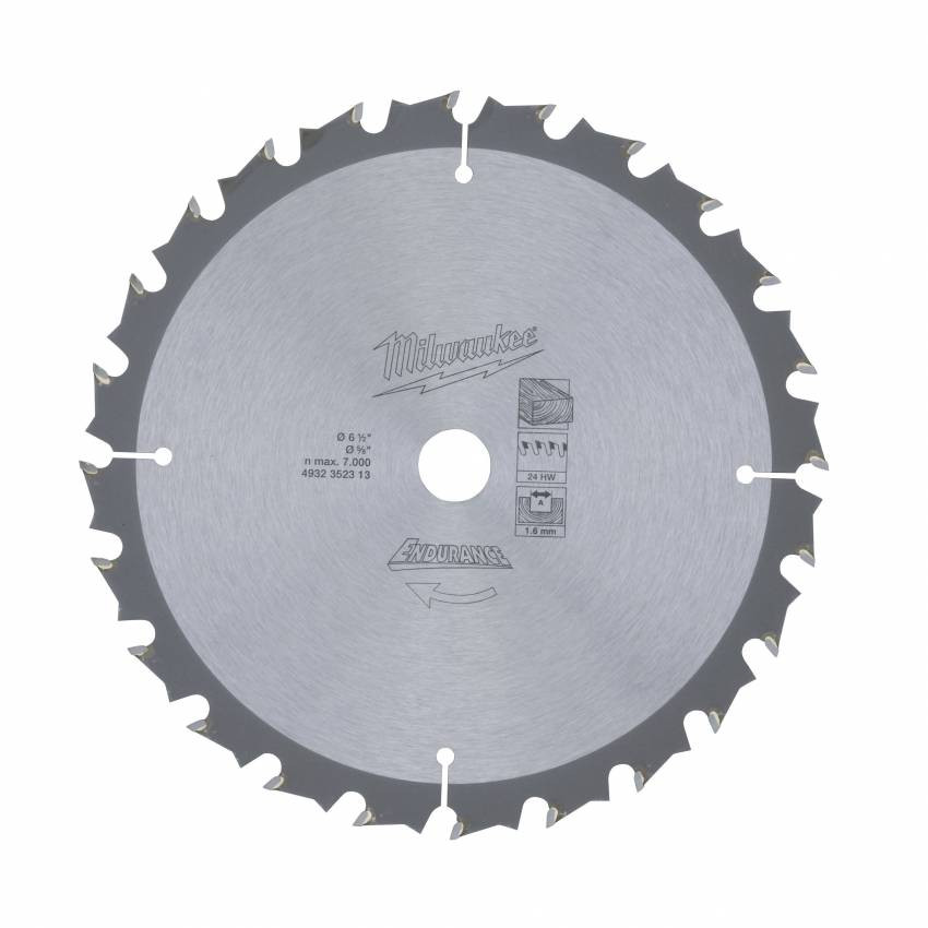 Диск пильний MILWAUKEE, Ø165/15,8/1,6мм, 24 зуб.-4932471311