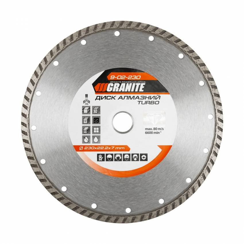 GRANITE Диск алмазний TURBO 230 мм GRANITE, Арт.: 9-02-230-9-02-230