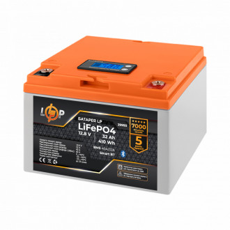 Акумулятор LP LiFePO4 12,8V - 32 Ah (410Wh) (BMS 40А/32A) пластик LCD Smart BT